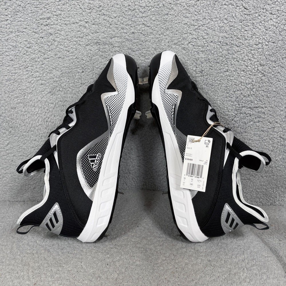 Adidas Icon 6 Mens Size 17 Metal Baseball Cleats Black White EG6488 - Picture 6 of 9